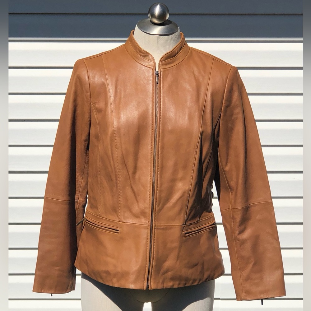 Talbots Size 12 Petite Tan Zip Jacket w/2 Pockets